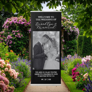 Modern Photo Welcome Wedding Vertical Retractable Banner