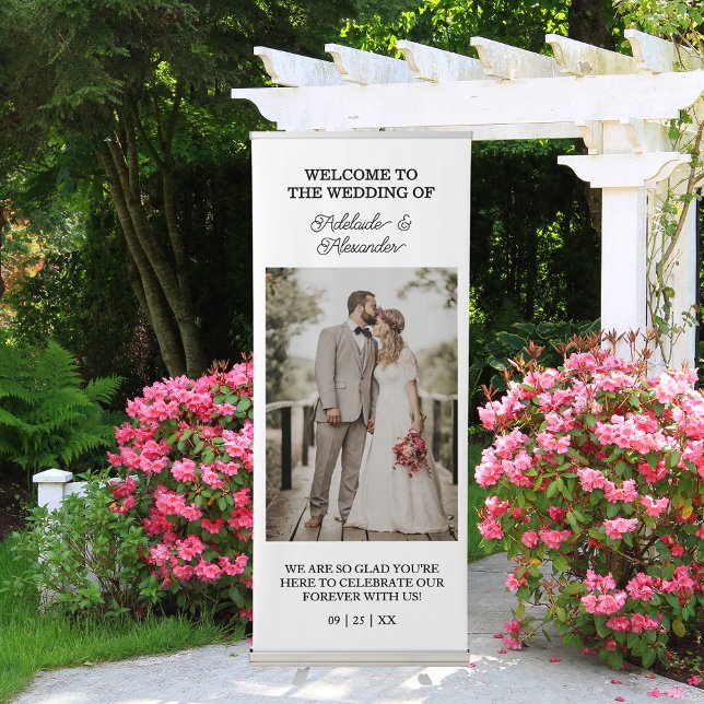 Modern Photo Welcome Wedding Vertical  Retractable Banner (Creator Uploaded)