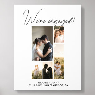 Modern Photo We're Engaged Engagement  Acrylic Photo Tile
