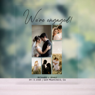 Modern Photo We're Engaged Engagement Acrylic Sign