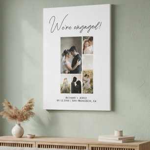 Modern Photo We're Engaged Engagement Faux Canvas Print