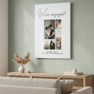 Modern Photo We're Engaged Engagement  Faux Canvas Print