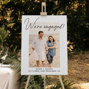 Modern Photo We're Engaged Engagement Party Foam Board