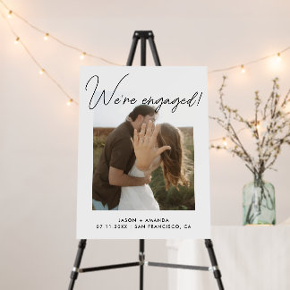 Modern Photo We're Engaged Engagement Party Foam Board