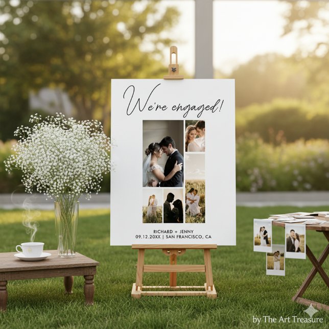 Modern Photo We're Engaged Engagement Party Foam  Foam Board (Creator Uploaded)
