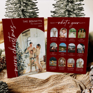 Modern Photo What A Year Merry Christmas Holiday Card
