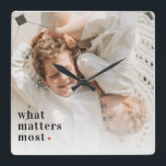 Modern Photo & What Matters Most Positive Quote Square Wall Clock<br><div class="desc">Introducing the "Modern Photo & What Matters Most Positive Quote" product, available exclusively on Zazzle! This unique and inspiring product combines the power of modern photography with a positive quote that reminds us of what truly matters in life.The "Modern Photo & What Matters Most Positive Quote" product is available in...</div>