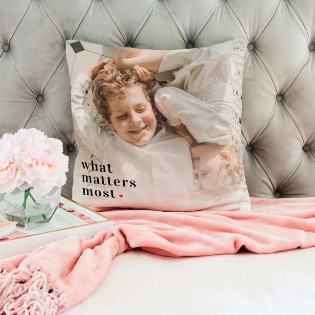 Modern Photo & What Matters Most Positive Quote Throw Pillow (Creator Uploaded)
