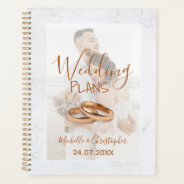 Modern Photo White & Gold Wedding Plans Planner at Zazzle
