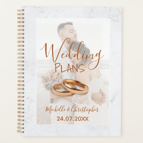 Modern Photo White  Gold Wedding Plans Planner