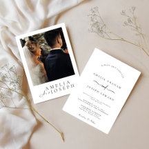 Modern Photo White Wedding Invitation | Editable