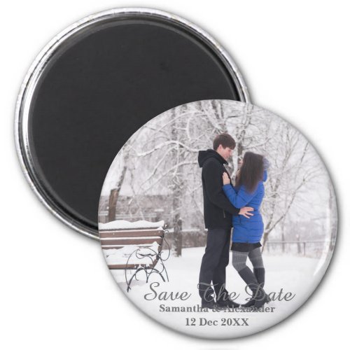 Modern Photo Winter Save The Date Magnet