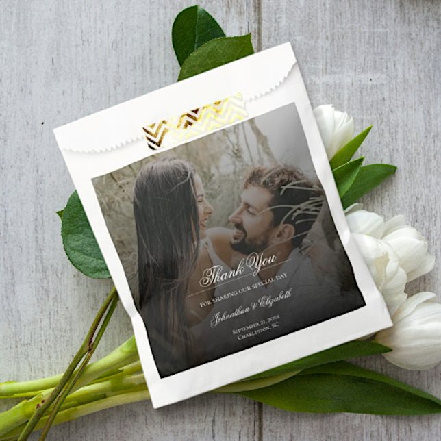Modern Photo with Black Overlay Wedding Favor Bag (Modern Photo with Black Overlay Wedding Favor Bag)