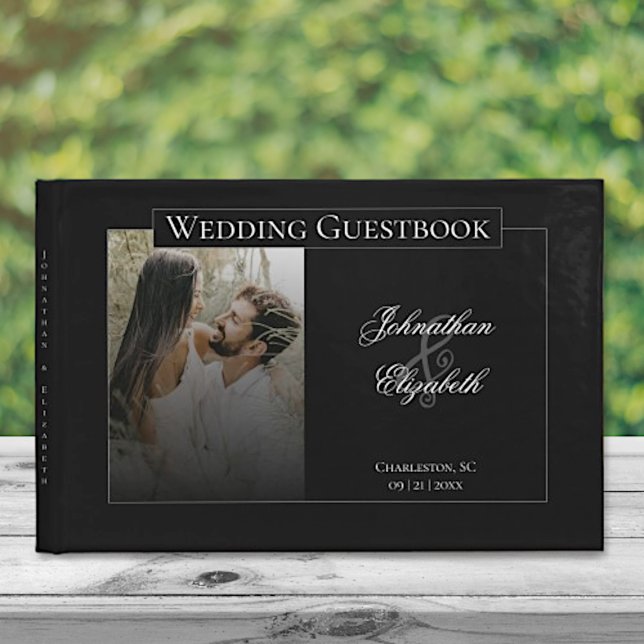 Modern Photo with Black Overlay Wedding Guest Book (Modern Photo with Black Overlay Wedding Guestbook)