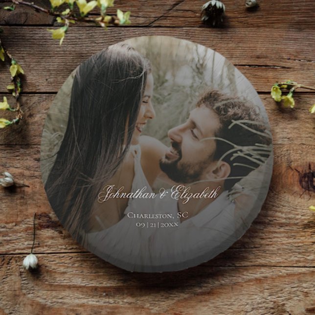 Modern Photo with Black Overlay Wedding Paper Bowls (Modern Photo with Black Overlay Wedding Paper Bowls)