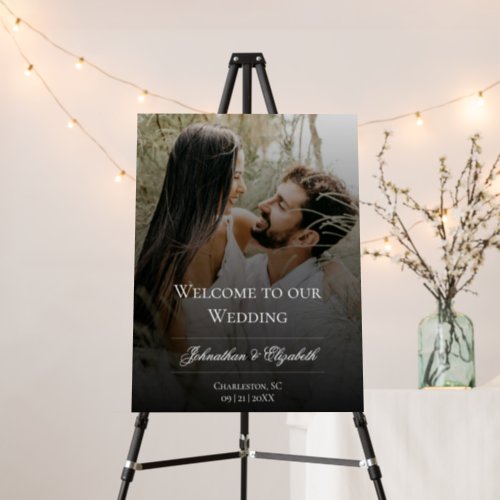 Modern Photo with Black Overlay Wedding Welcome Foam Board