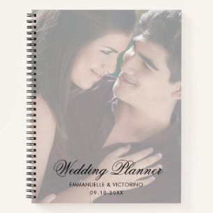 Modern Photo with Elegant Script Wedding Planner Notebook