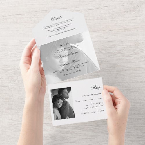 Modern Photo with Overlay  Wedding All In One Invitation