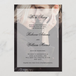 Modern Photo with Overlay   Wedding Cancellation Invitation