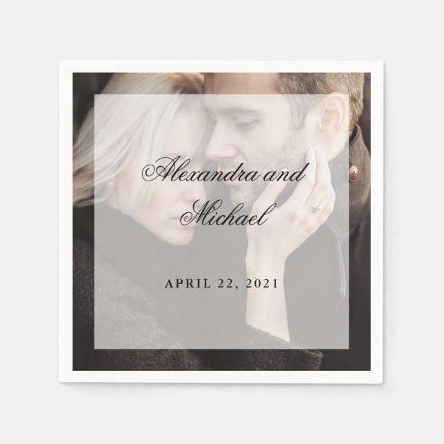 Modern Photo with Overlay | Wedding Napkins (Front)