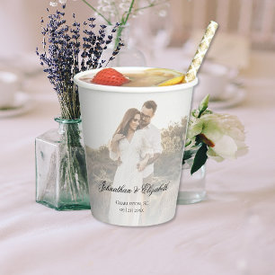 Modern Photo with Overlay Wedding Paper Cups