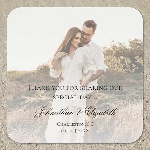 Modern Photo with Overlay Wedding Square Sticker