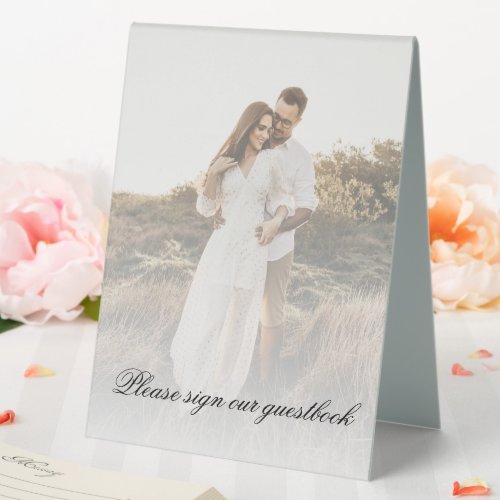 Modern Photo with Overlay Wedding Table Tent Sign