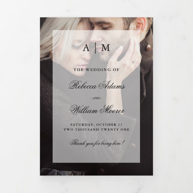 Modern Photo with Overlay | Wedding Tri-Fold Program (Cover)