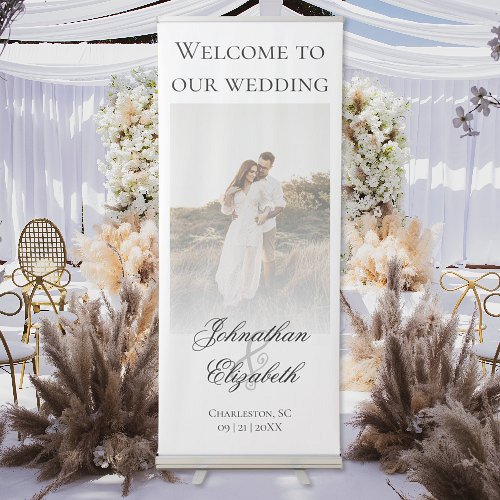 Modern Photo with Overlay Wedding Welcome Retractable Banner