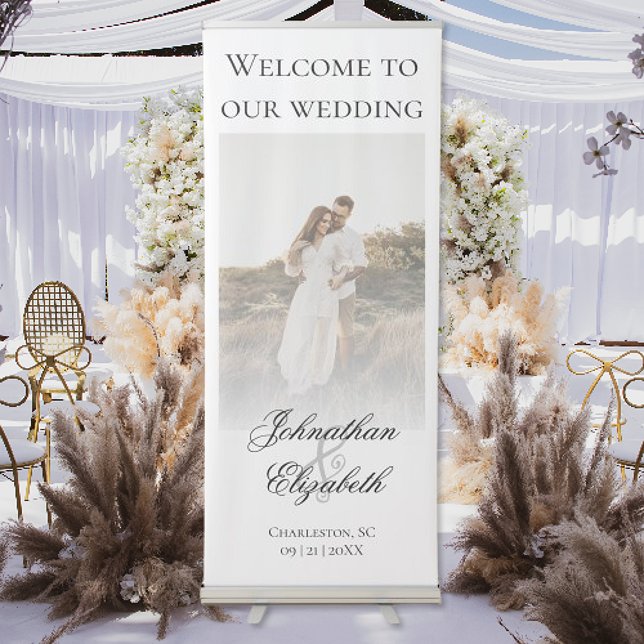 Modern Photo with Overlay Wedding Welcome Retractable Banner (Modern Photo and Overlay Wedding Welcome Retractable Banner)