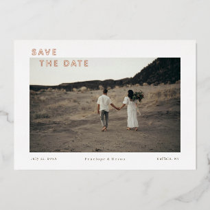 Modern Photocard With Save The Date In Foil Invitation