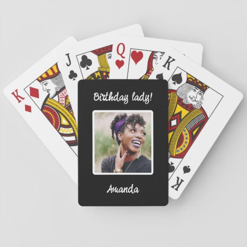 Modern Photograph Birthday Lady Unique Photo Cute Playing Cards