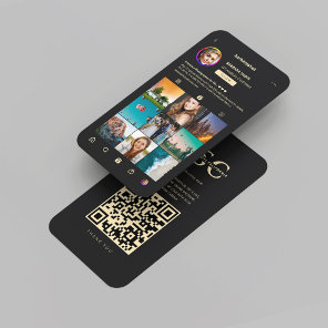 Modern Photographer Black Gold Instagram Grid  Business Card