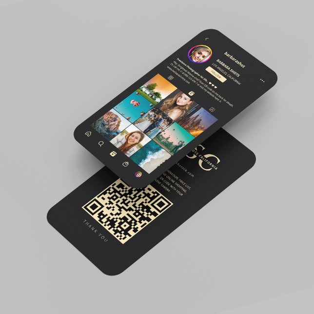 Modern Photographer Black Gold Instagram Grid  Business Card (Modern Photographer Black Gold Instagram Grid Business Card
)