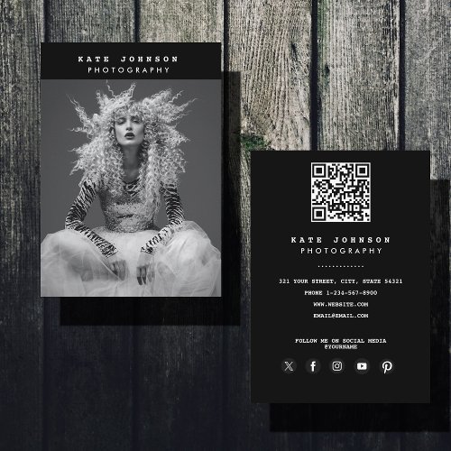 Modern Photographer Black  White Photography  Business Card