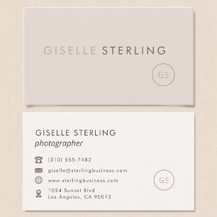 Modern Photographer Blush Pink Minimalist Luxury Business Card