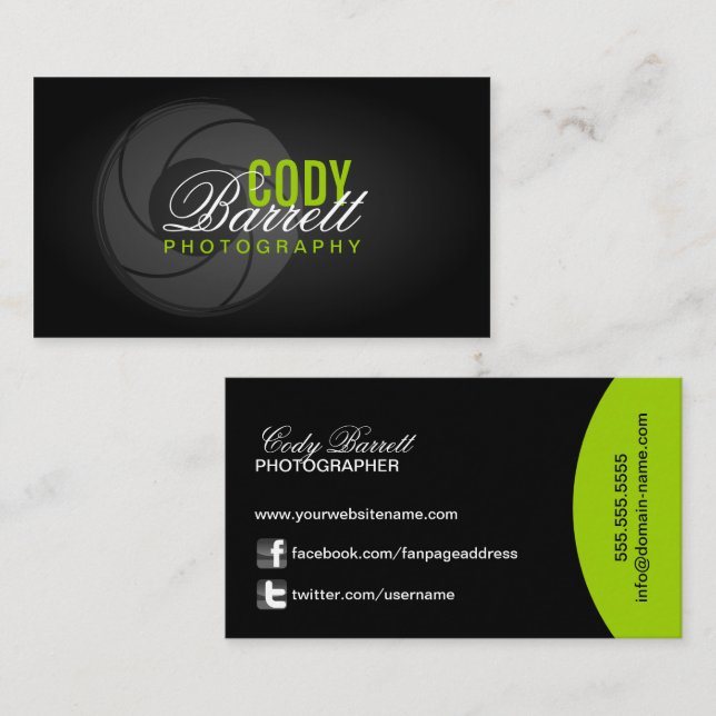 Modern Photographer Business Card (Front/Back)