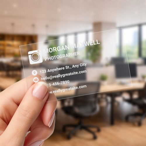 Modern Photographer Clear Business Cards
