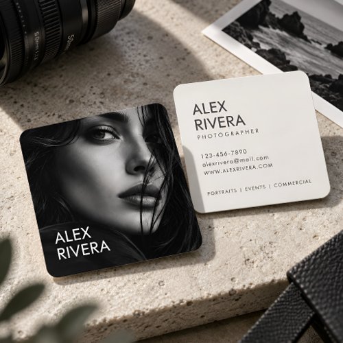 Modern Photographer Custom Photo Square Business Card