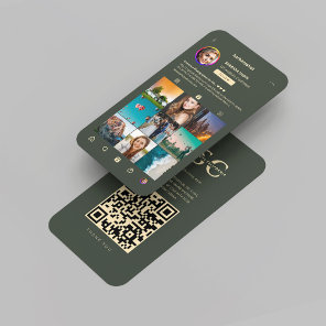 Modern Photographer Dark Green Gold Instagram Business Card