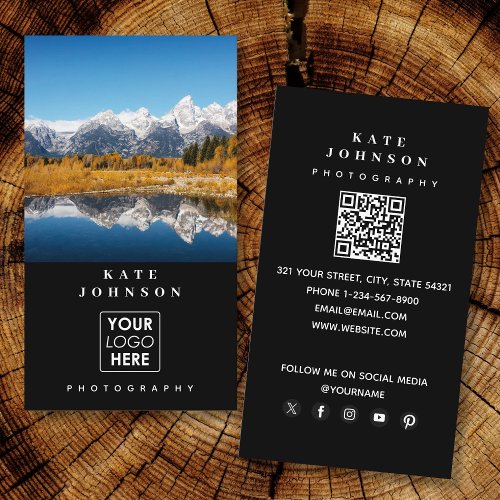 Modern Photographer Logo QR Code Social Media Business Card