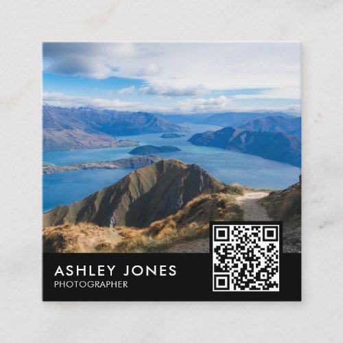 Modern Photographer Photo QR Code Photography Square Business Card