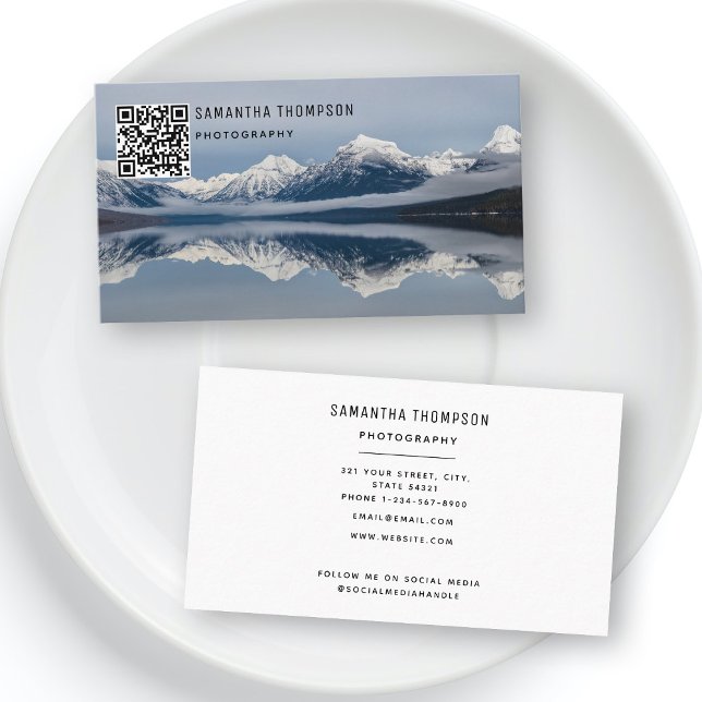 Modern Photographer QR Code Photo  Business Card (Creator Uploaded)