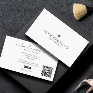 Modern Photographer QR Code Social Media Business Card