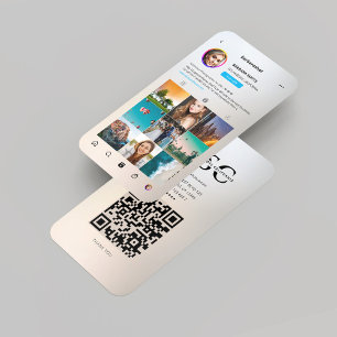 Modern Photographer Silver Gold Instagram Grid  Business Card