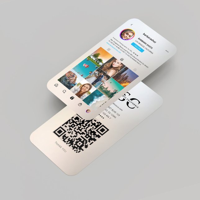 Modern Photographer Silver Gold Instagram Grid  Business Card (Modern Photographer Silver Gold Monogram Professional Instagram Grid Business Card
)