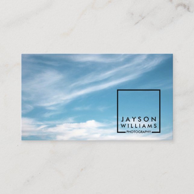 Modern Photographer Square Logo 2 with Your Image Business Card (Front)