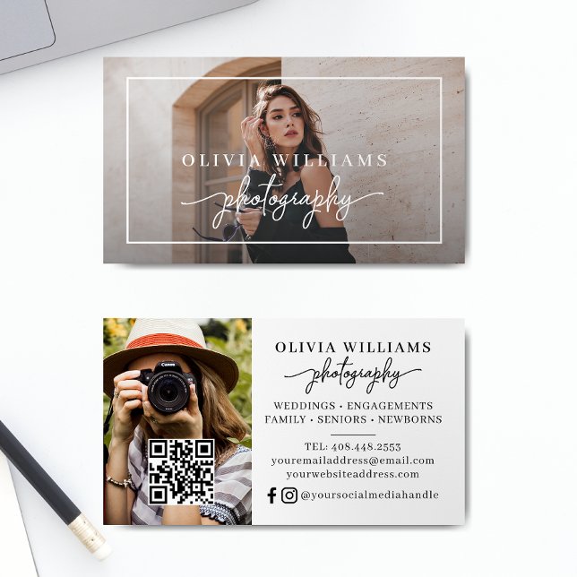 Modern Photography 2 Photo QR Code   Business Card (Creator Uploaded)