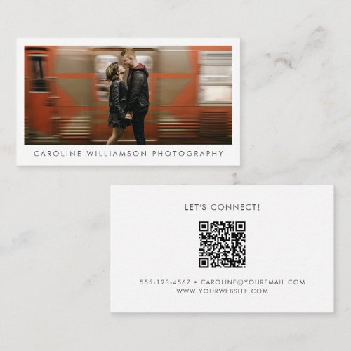 Modern Photography Business Large Photo Stylish QR Card