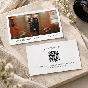 Modern Photography Business Large Photo Stylish QR Card